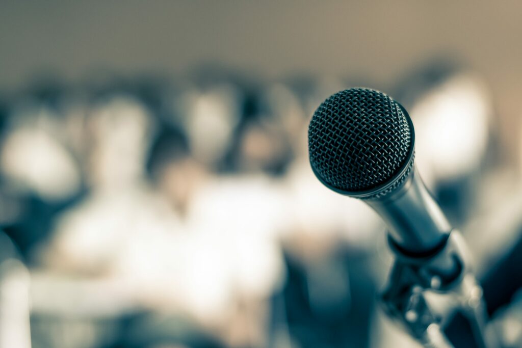 Microphone in view of audience