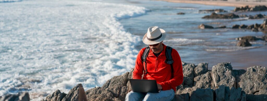 Entrepreneur working remotely with a view