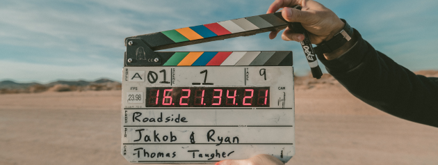 Expressive storytelling: on the set of a movie, cue card being used