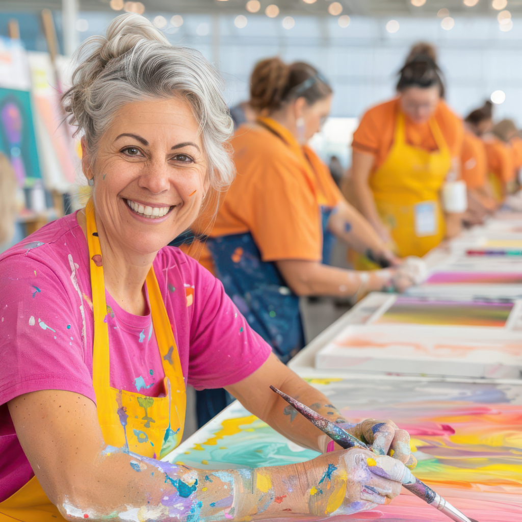 Participants engaged in a creative workshop, fostering connections and artistic endeavours/expressions.