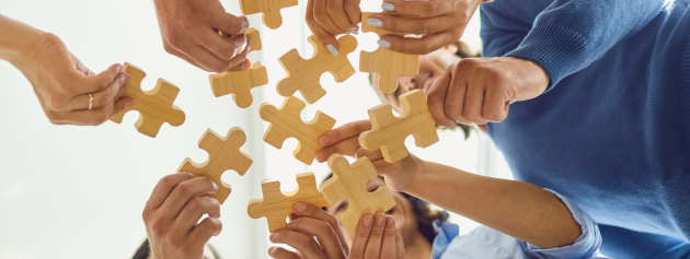 Innovative creations: an idea being formed with puzzle pieces